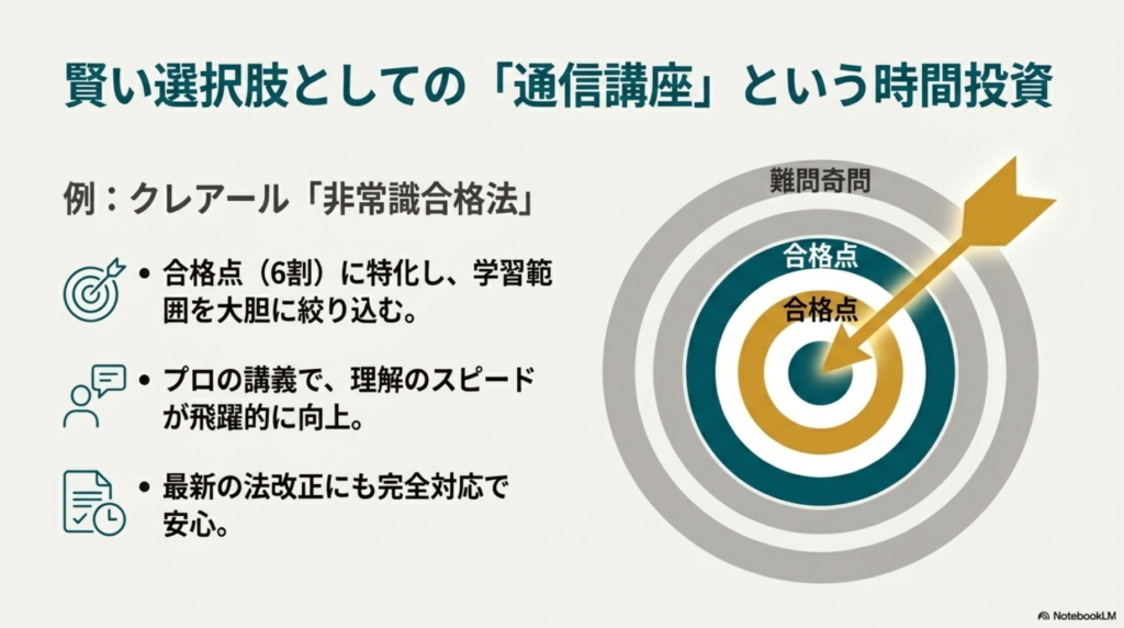 賢い時間投資としての通信講座クレアールと非常識合格法のメリット