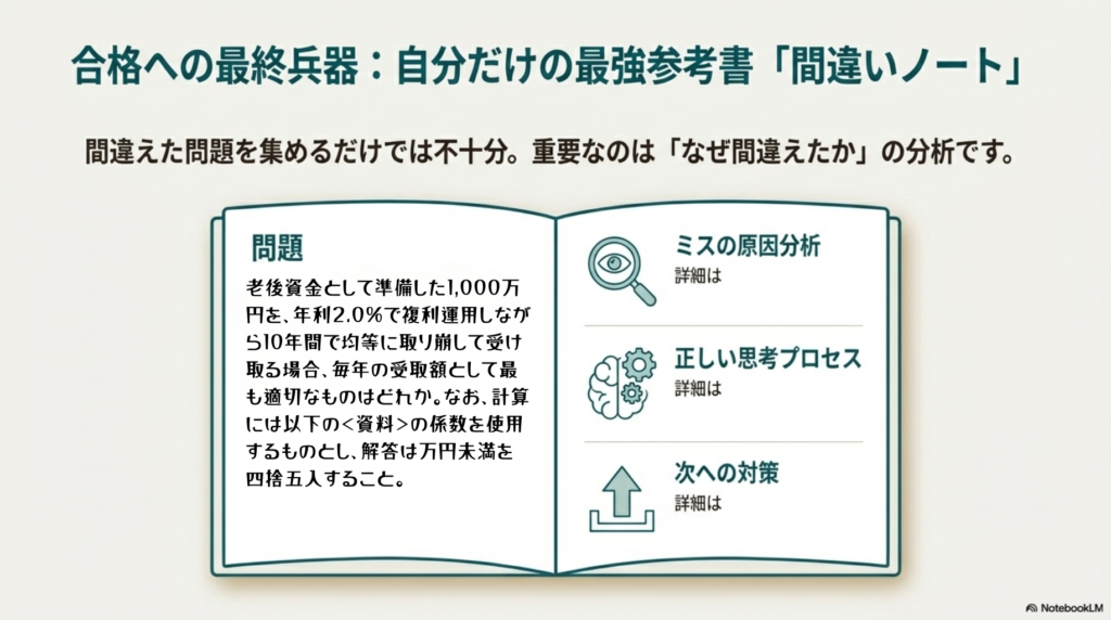 合格への最終兵器となる間違いノートの作り方とミスの原因分析フレームワーク