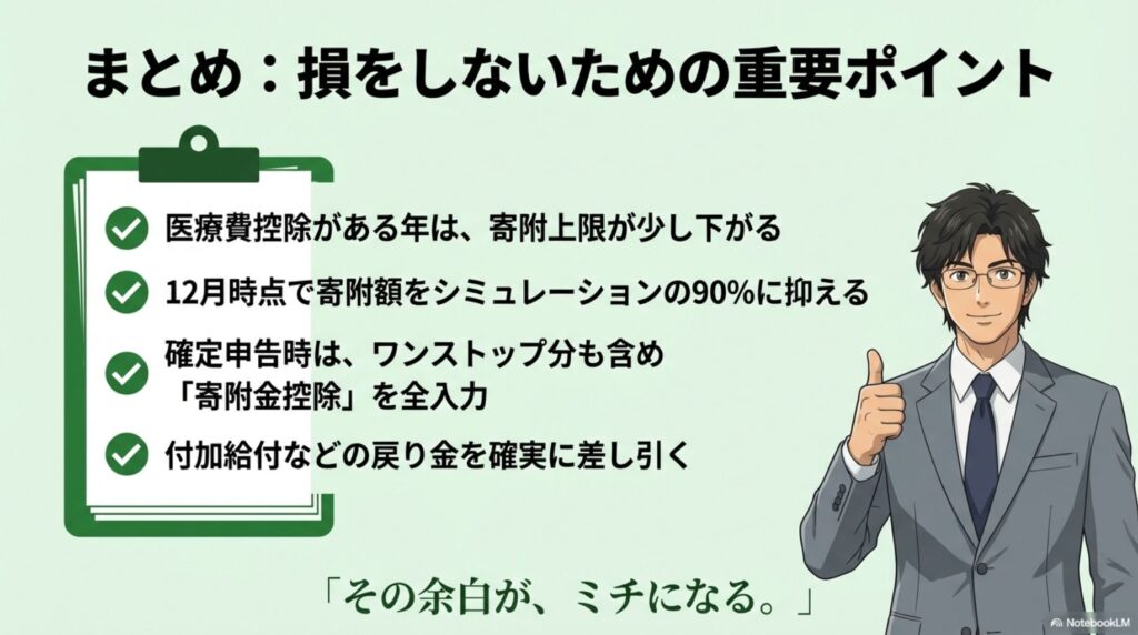 医療費控除併用時のふるさと納税限度額への影響と確定申告時の注意点をまとめたチェックリスト