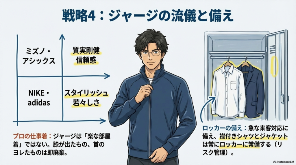 教師におすすめのジャージブランド比較：信頼感とスタイリッシュさのマトリクス