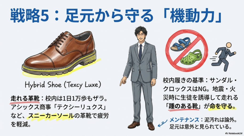 教師におすすめの靴：走れる革靴とNGなサンダルの比較