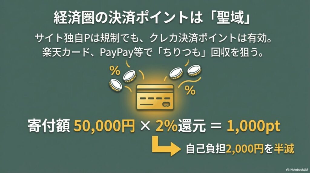 ふるさと納税におけるクレジットカード決済ポイントのメリット。サイト独自ポイントが規制されても決済ポイントは有効。