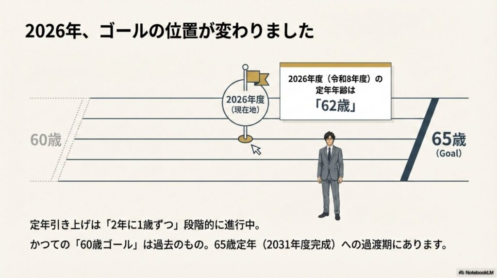 2026年度の定年年齢は62歳