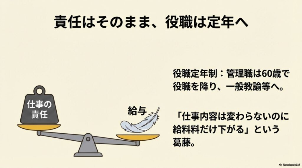 役職定年制による責任と給与のギャップ