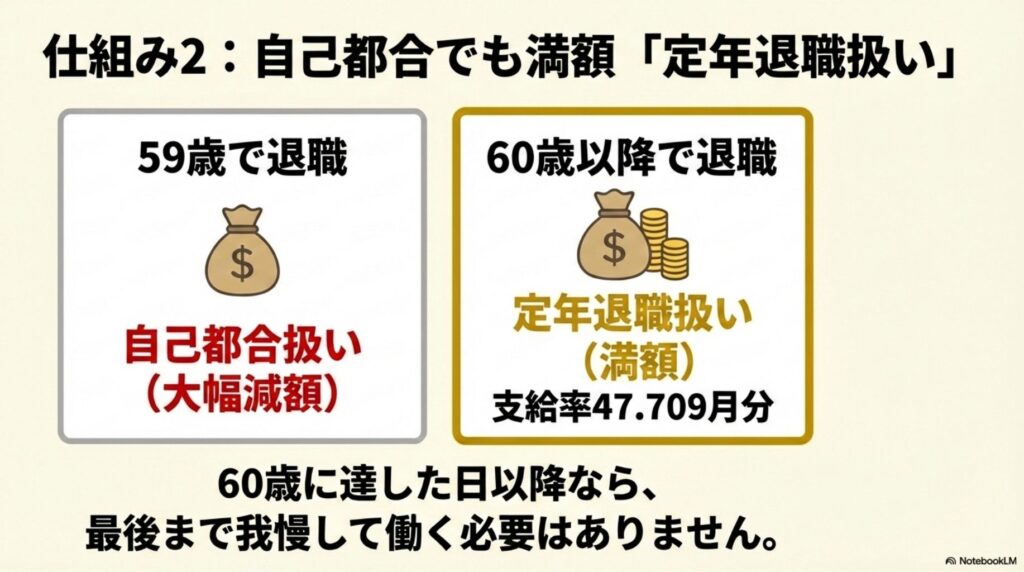 60歳以降の自己都合退職が定年退職扱いになる仕組み