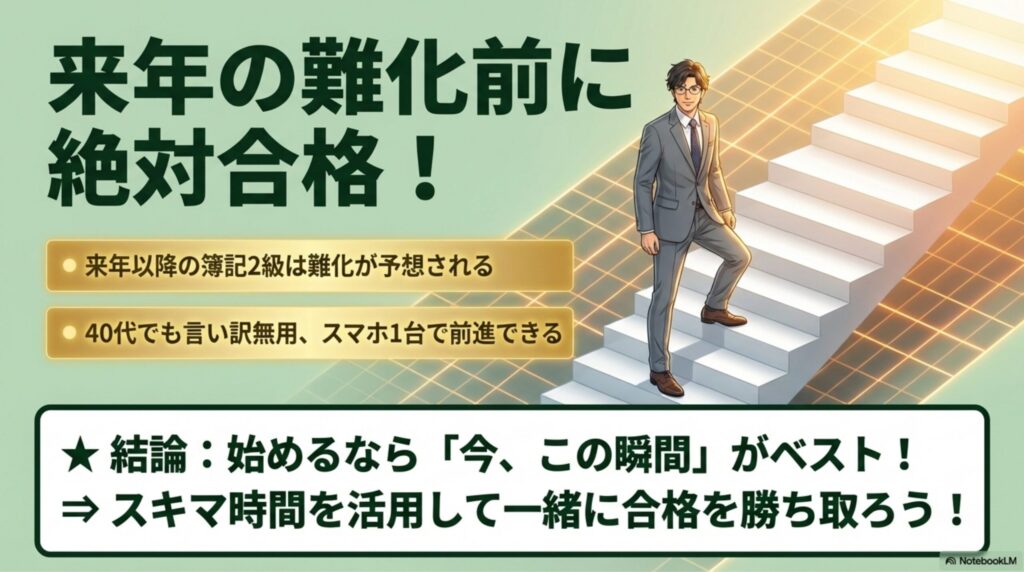 スタディサプリを使ってスムーズに合格への階段を登っている人物の図解。