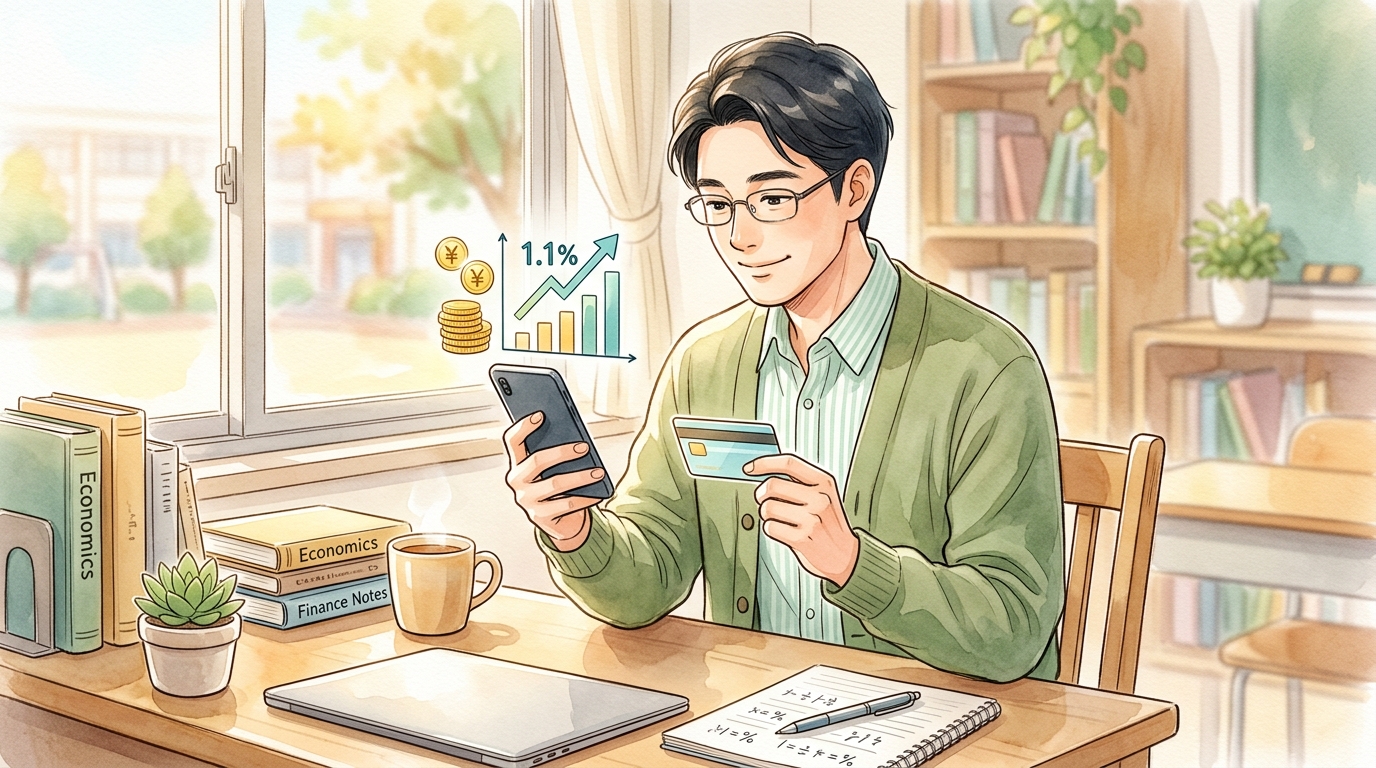 年会費無料のdカード積立で1.1%ポイント還元を獲得するイメージ