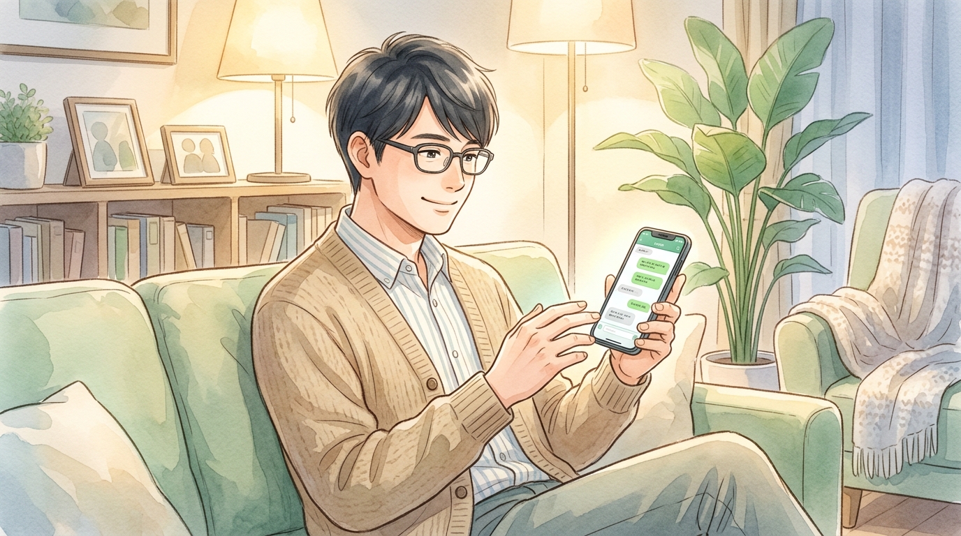 スマホのLINEで手軽に退職相談を進める教員のイメージ