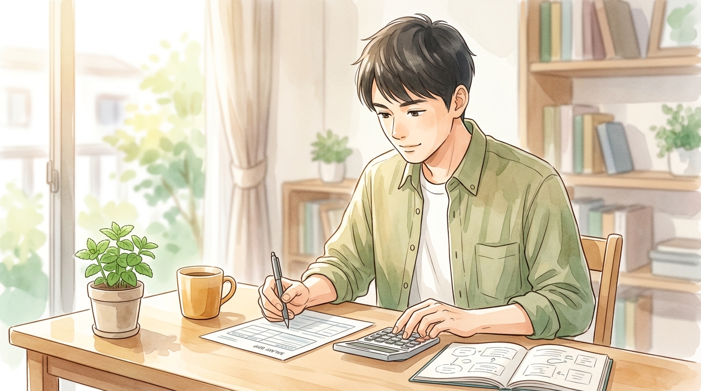 初任給の支給額と共済掛金等の控除項目を確認するイメージ