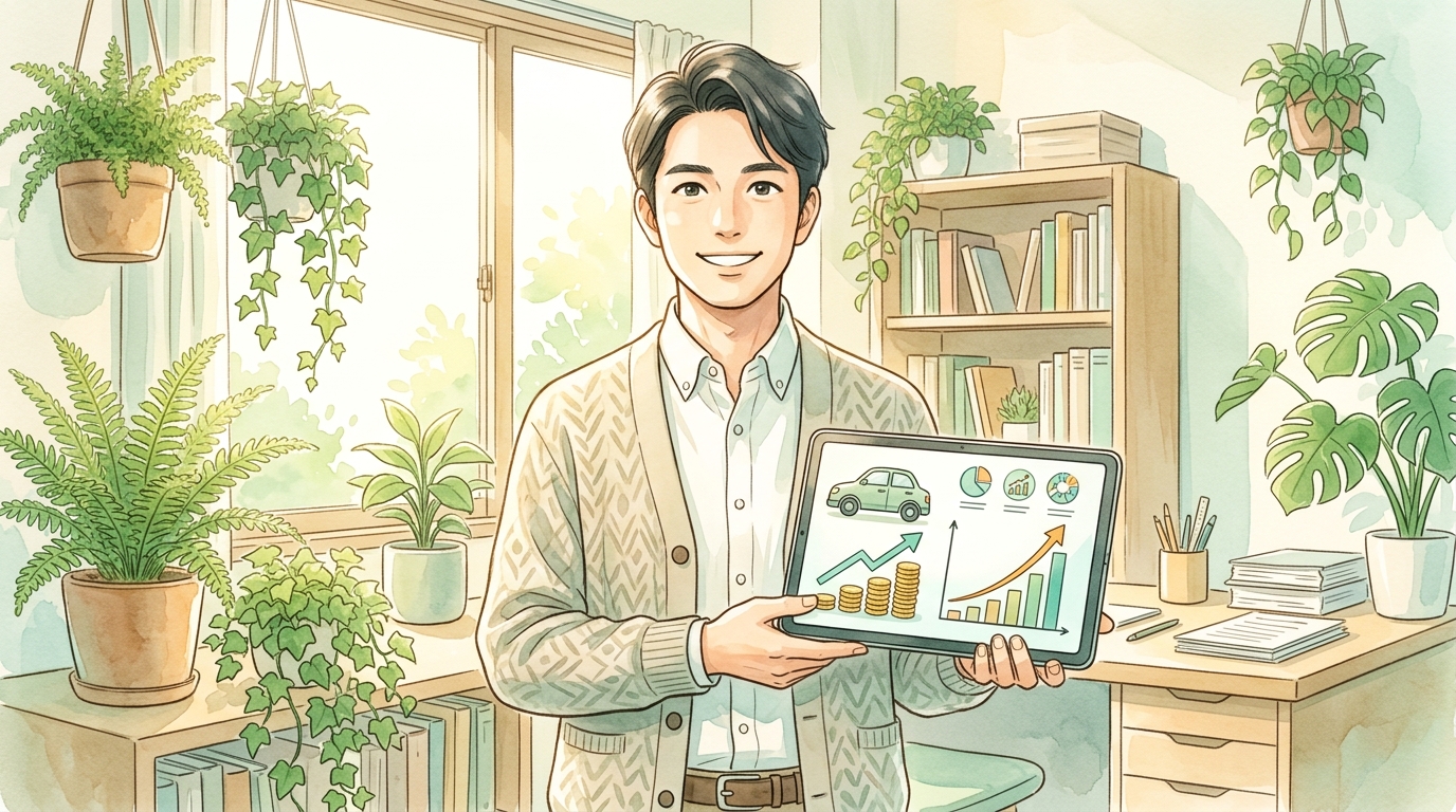 車の維持費をスリム化して資産形成に回す教員のイメージ