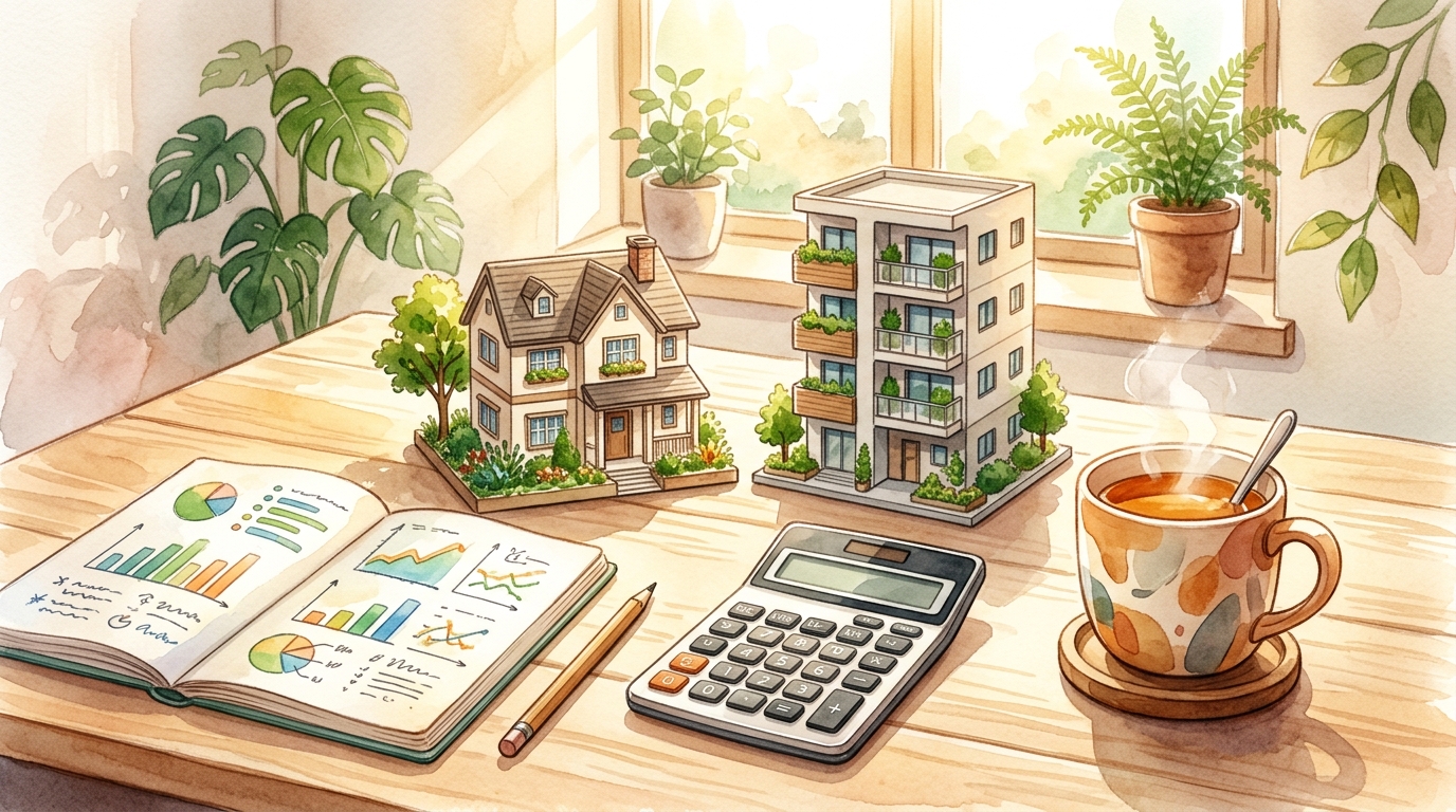 教員が住宅手当と住宅ローン控除を踏まえて賃貸と持ち家を比較検討するイメージ