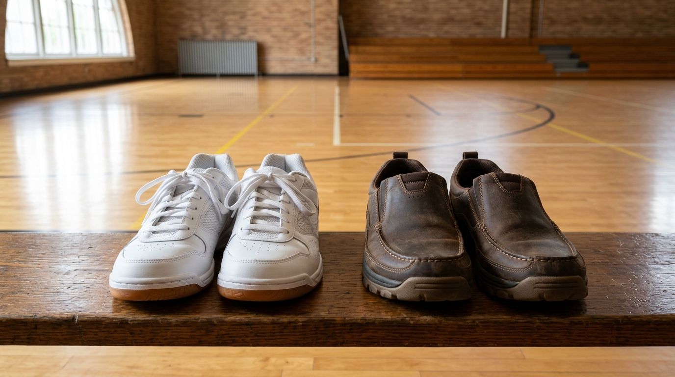 体育館や校外学習で活躍する室内シューズと高耐久モック