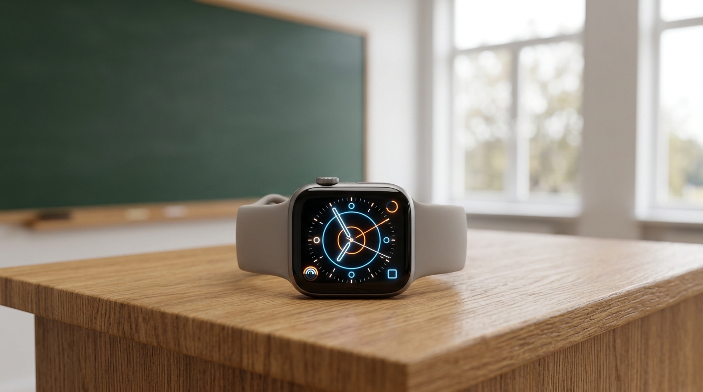 教壇で授業タイマーや校務リマインダーとして活躍するApple Watch